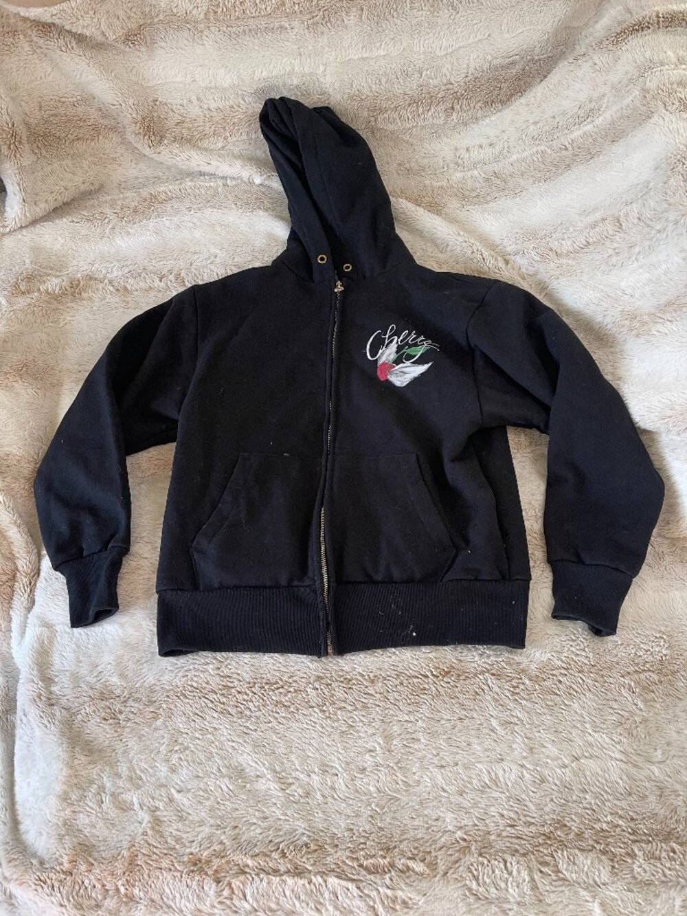 Cherry Los Angeles "Wings" Full Zip Hoodie in Black Small